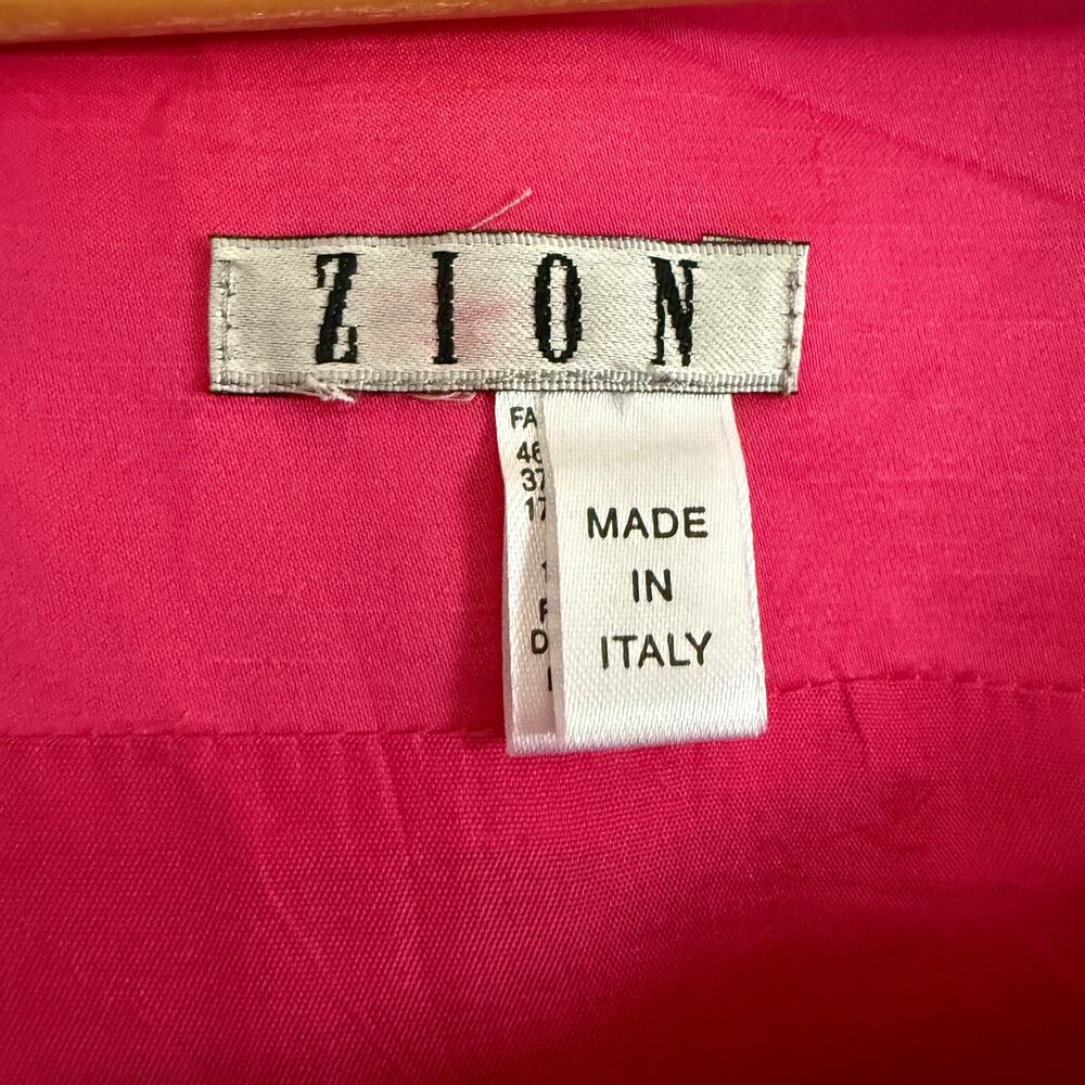 90s Vintage ZION Pink Fuschia Taffeta Square Neck Shell Top | Medium - Picture 3 of 4